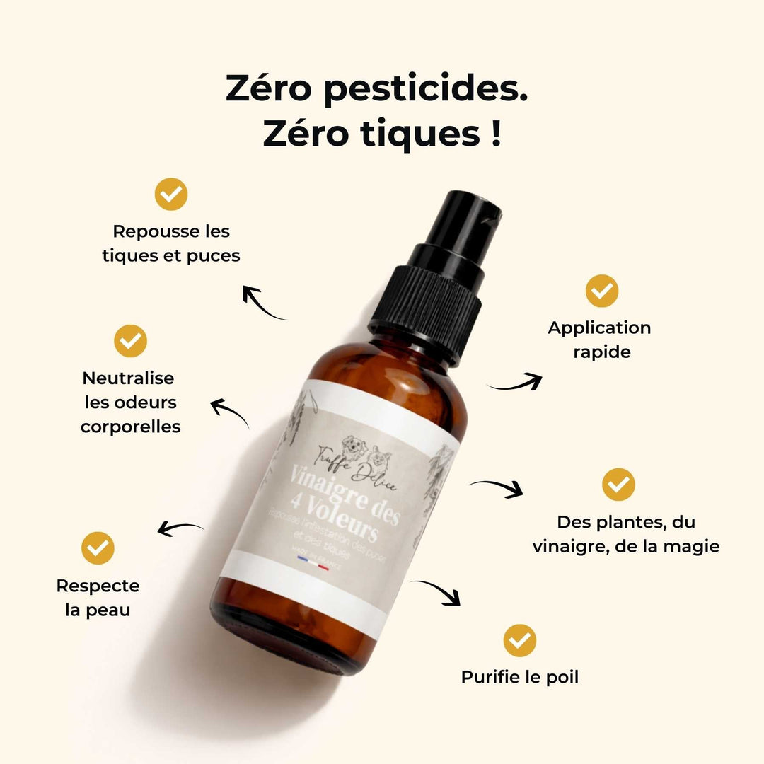 Vinaigre des 4 voleurs - Antiparasitaire chien - friandise_naturelle_pour_chien - TRUFFE DÉLICE