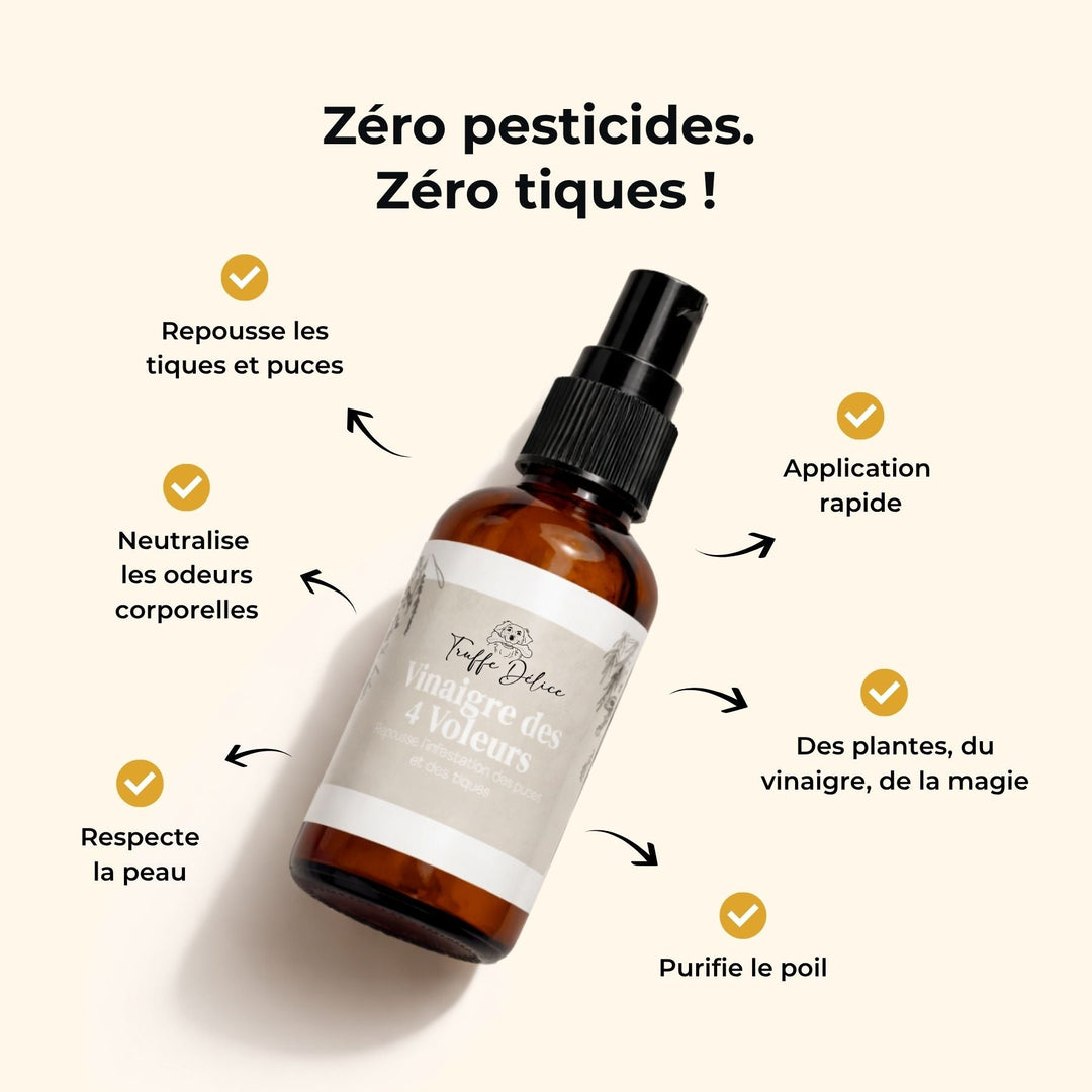 Vinaigre des 4 voleurs - Antiparasitaire chien - friandise_naturelle_pour_chien - TRUFFE DÉLICE