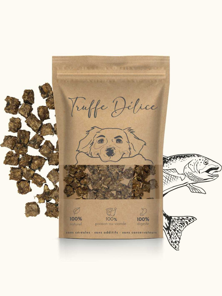 Cubes de saumon séchés - #friandise_naturelle_pour_chien# - Truffe delice