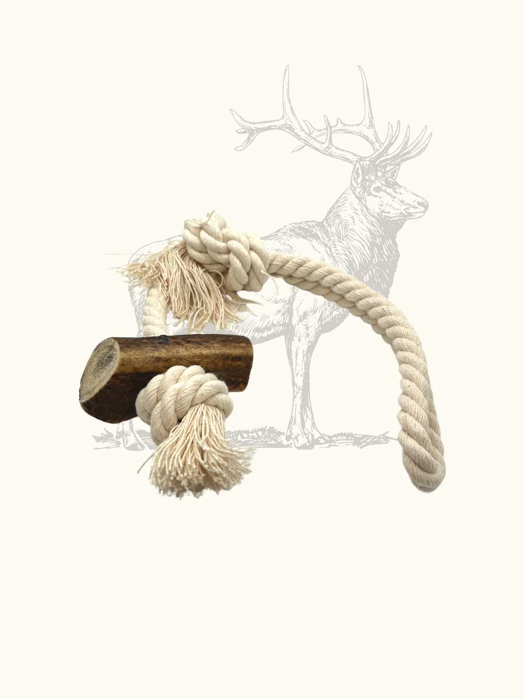 Jouet en corde avec bois de cerf - #friandise_naturelle_pour_chien# - Truffe delice